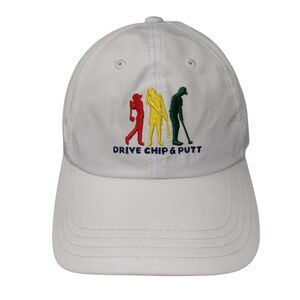 Drive Chip & Putt Strapback Hat White One Size Adjustable Embroidered Polyester